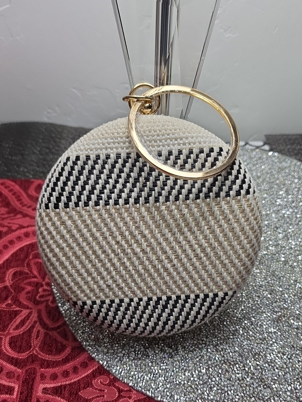 Woven Round Evening Beige & Black